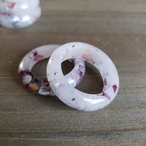 Moonlit Rose Resin Ring- Silver Flake Jewlry- Flower Rings- Dried Flowers- Rose